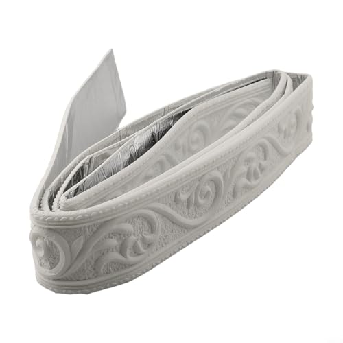 3D Wall Tiles Peel and for Stick Trim - XPE Foam Molding for DIY Home Decor Sticker, Moisture Proof for Edge Protector, for Easy Install Wall Border, Foam Skirting Board for Living Ro(White)