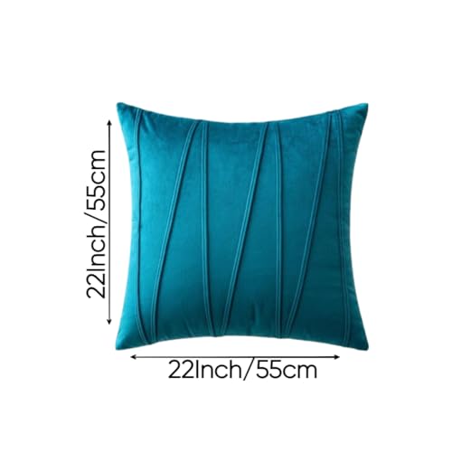 Image of Amazon Brand - Umi Decorative Striped Throw Pillow Covers 22 X 22 Inch,Soft Solid Velvet Pillow Covers Cushion Case with Zigzag Pattern for Sofa Bedroom 55 X 55 Cm (Pack of 2) Dark Teal