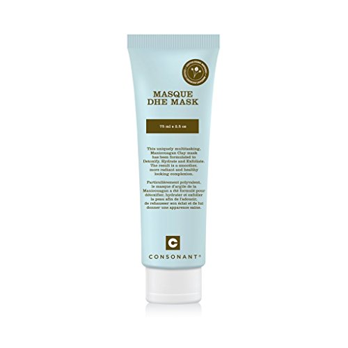 Consonant Skincare Detoxifying DHE Mask, 100% Natural, Hydrates and Exfoliates With Age-Defying Manicouagan Clay, Willow Bark, Tea Tree Extracts, Cassia, Sea Buckthorn and Vitamin E (75 ml / 4 oz)