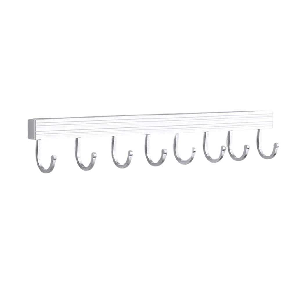 WOVEBIUS Wall Mounted Key Holder Household Indoor Keys Storage Holder Kitchen Bathroom Aluminum Hanging Rack Organizer Silver Hooks,8 Hooks