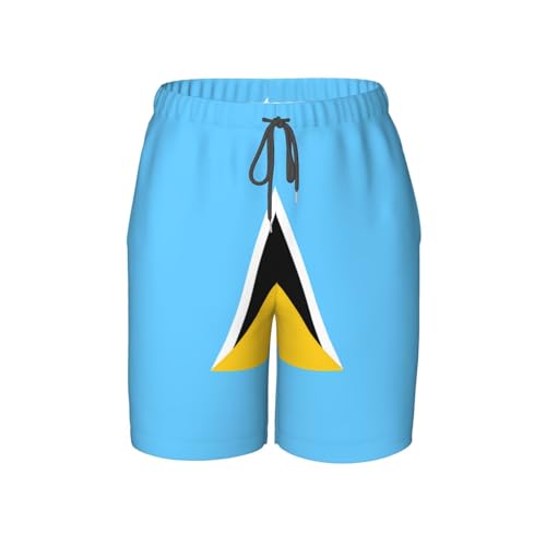 Flag of Saint Lucia Youth Beach Pants, Soft and Breathable, with Drawstring Waist, Suitable for Sports and Leisure.