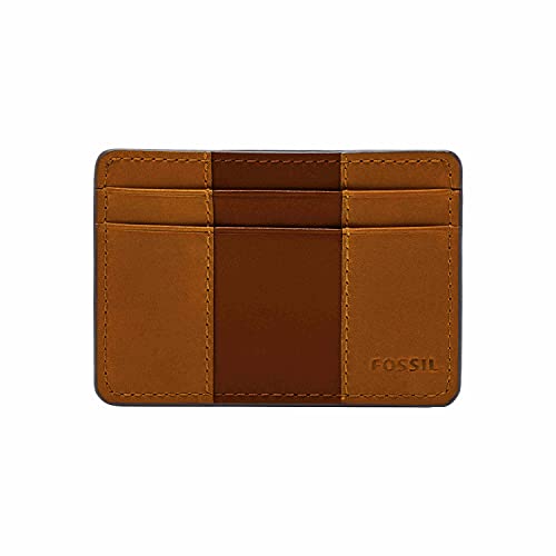 Image of Fossil Men's Everett Leather Slim Minimalist Card Case Front Pocket Wallet, Brown, (Model: ML4398210)