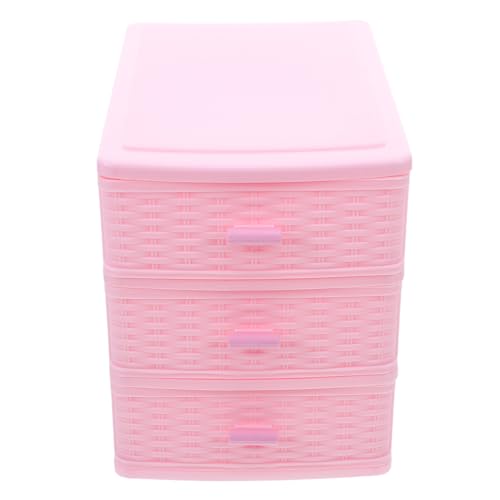 HEALEEP Organizador de Escritorio Plástico Mediano Rosa 3 Cajones para Almacenamiento Mini Cajones de Almacenamiento para Oficina Dormitorio y Hogar Organizador para Mesa Compacto