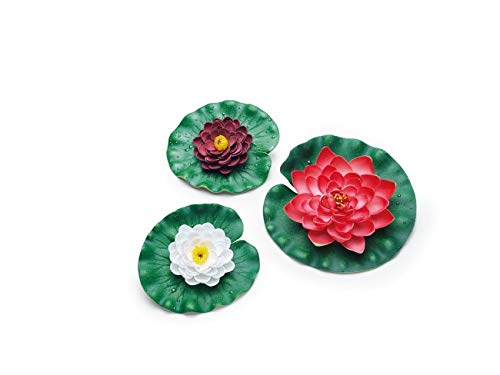 Pontec PondoLily Set of 3 Pond Accessories, White, Red