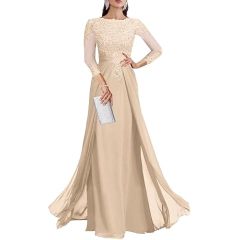 Geforsp Long Champagne Mother of the Bride Dress Cover