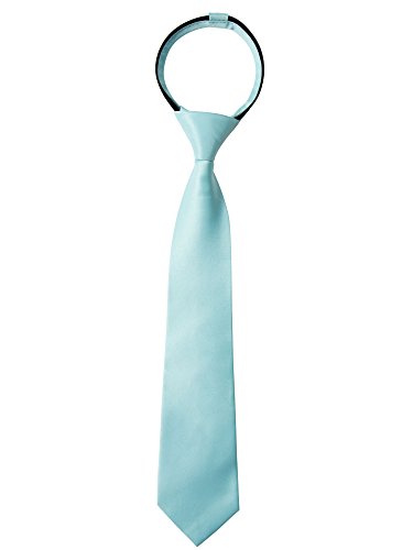 Spring Notion Boys' Satin Zipper Necktie Aqua Small