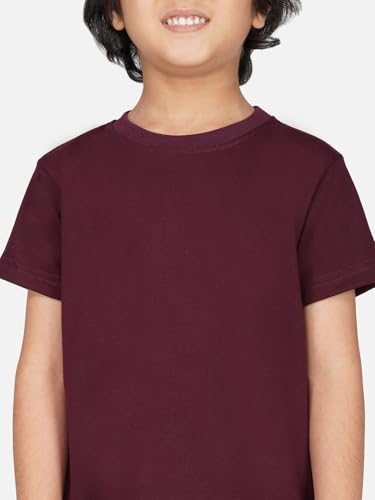 Image of Kids Round Neck Boys Tshirt | Short Sleeves | Natural Organic 100% Cotton Soft Comfortable Fabric | School Plain Color Original Branded Half Sleeve | T-Shirt for Boy Kid | Sleepwear Everyday Casual