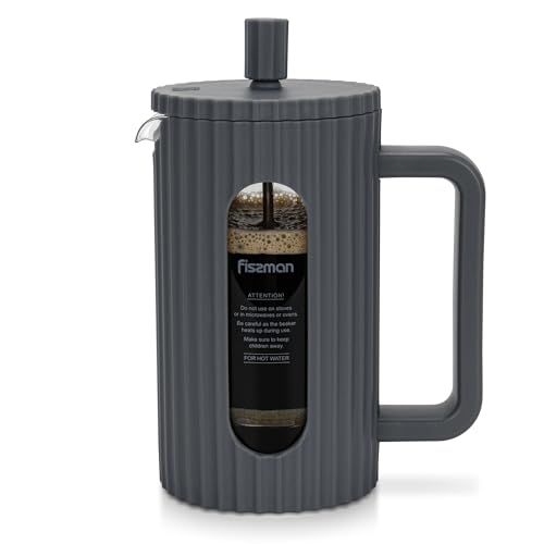Fissman French Press Coffee and Tea Maker 350mL Heat Resistant Thickened Borosilicate Glass Stainless Steel Coffee and Tea Press Hot and Cold Brew Coffee French Press