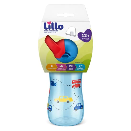 Copo Infantil Com Canudo Evolution 300ml Azul -Lillo
