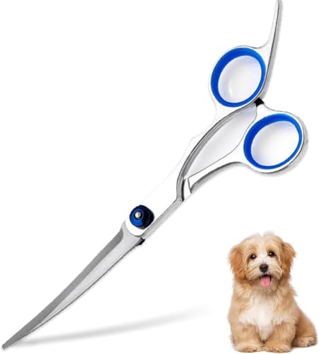 Pet Grooming Scissors, Dog Cat Curved Grooming Shears Scissors, 6" Up Curved Dog Grooming Scissors with Safety Round Tip