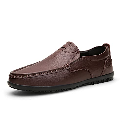 Men's Loafers Shoes Cowhide Stitching Details Round Toe Breathable Lightweight Comfortable Resistant Fashion Slip On2