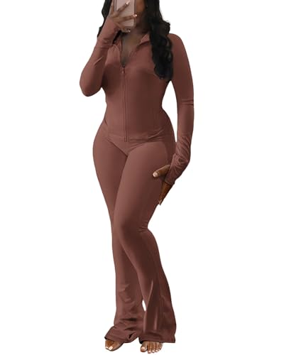 Womens 2 Piece Outfits Full Zip Sweatsuit Active Crop Jacket