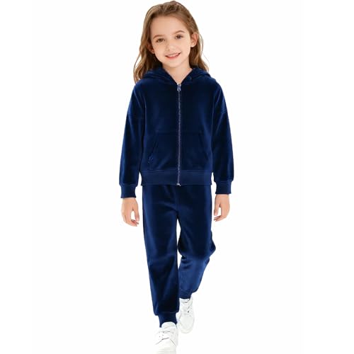 Image of Toddler Girls Boy Clothes Set Fleece Hooded Outfits Casual Sweatsuits Kids Jogger Tracksuits 6M-12Y