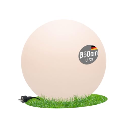 8 seasons design LED Kugelleuchte 50 cm, Shining Globe (weiß), E27, Leuchtmittel warmweiß – wetterfest – große Kugellampe für außen (Garten,...