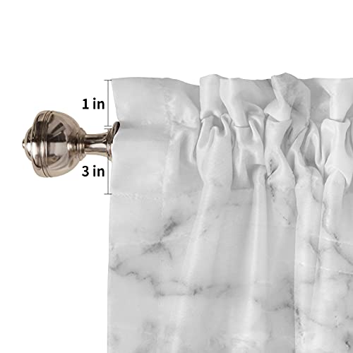 Modern Abstract Art Marble Texture Window Valance Rod Pocket Panel For Kitchen Bedroom Windows White Cracked Lines Stone Granite Stripe Valances Short Curtain Bathroom Treatment Drapes #TOP4