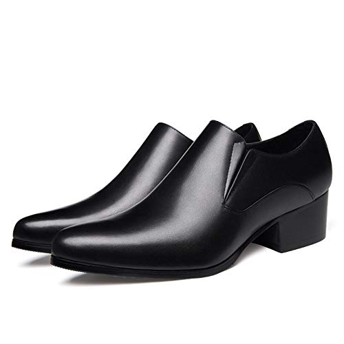 British Business Formal Shoes for Men OxfordGenuine Leather Zipper Slip On Low Top High Heel Pointed Toe2