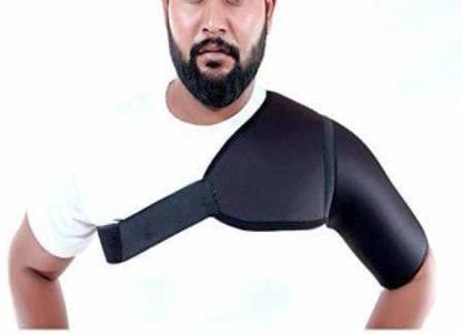 MEDTRIX Universal Shoulder Support Brace With Adjustable Stretch Strap Wrap Belt | Suitable To Rotator Cuff, Dislocated AC Joint, Shoulder Pad, Shoulder Pain For Men & Women Black (LEFT)