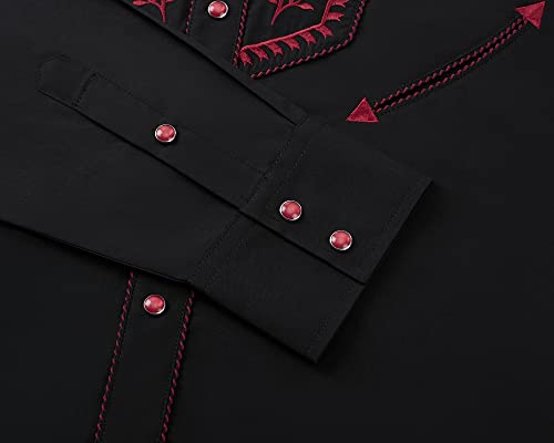 SALVAJE OESTE Men's Western Cowboy Shirt Embroidered Long Sleeve Casual Snap Button Down Shirt4