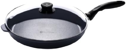 Swiss Diamond 32cm Fry Pan HD Nonstick Diamond Coated Aluminum Fry Pan, Includes Lid Dishwasher Safe and Oven Safe Fry Pan, Grey