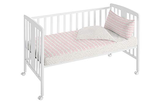 Burrito Blanco | Saco nórdico Cuna, maxicuna, minicuna 011 Rosa | para Mini Cuna de 50 cm (+ Medidas Disponibles) | Saco nórdico bebé con Bajera Ajustable, Cremalleras Laterales y Relleno Extraible |