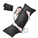 DOWNCOOL Oreiller de luxe avec housse en fibre – Oreiller de corps ultra doux pour dormir – Coussin de lit long, respirant, 50,8 x 137,2 cm (noir, avec housse)
