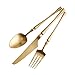 Golden Matte Tableware Zestaw Srebrnictwa Spoon and Fork 18/10 Resizowne Zestawy ze stali nierdzewnej Zestawy Sztućce Safe Flatware (Color : Gold 3pcs)