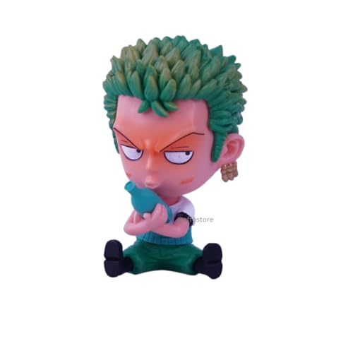 Image of Offo Zoro Sitting Miniature Action Figure - One Piece Anime PVC Collectible Statue for Home Decor, Office Desk & Study Table | Lightweight Durable Gift for Fans