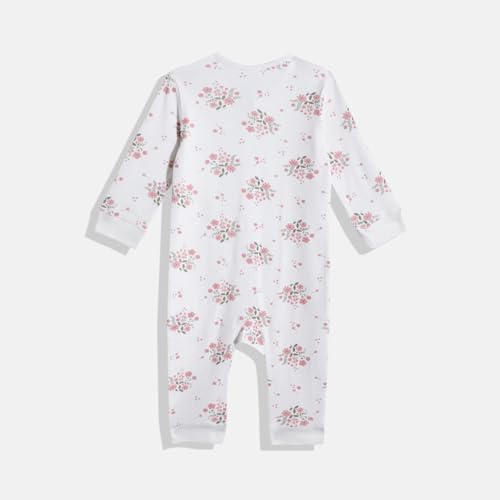 Image of Mothercare Girls Autumn Charm Printed Full Sleeve All-In-One Romper | Soft Cotton Jumpsuit Bodysuit for Baby & Toddler | (Pack of 2)