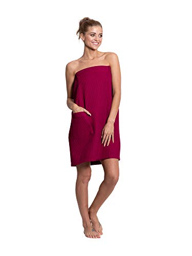 Turkuoise Linen Waffle Body Wrap XX-Large Wine Red