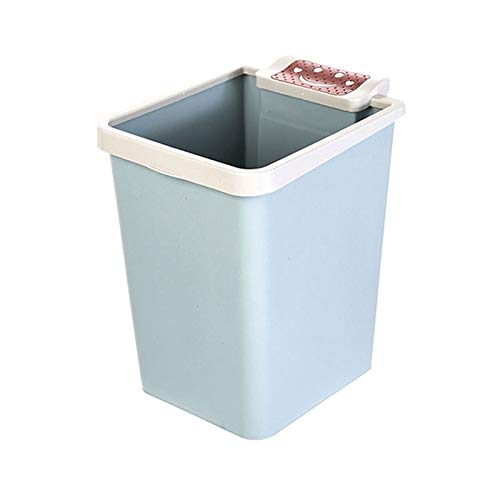 Fengshop Cubo de Basura Cuadrada de plástico de Basura Descubierta Can con Bolsa de Basura Home Box Habitación Sala Baño Europea Papelera Papel Usado Cubo de Basura para Cocina (Color : Blue)