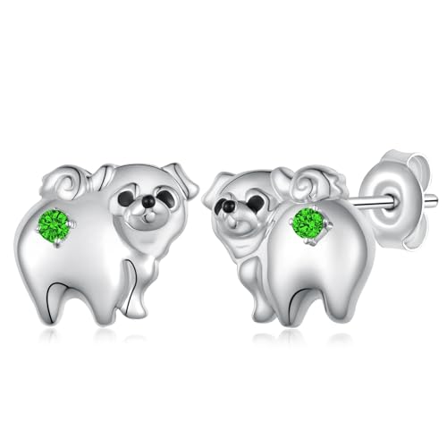 arete de plata de ley con piedra natal para perro, piedra natal, ...