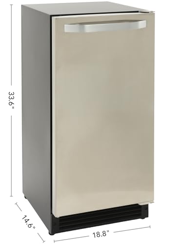 Image of DUURA DIM25C Crescent Ice Maker Front-Venting for Indoor Built-in Undercounter Use, Shallow Depth, 15-Inches Wide, 25-Lbs., Metallic
