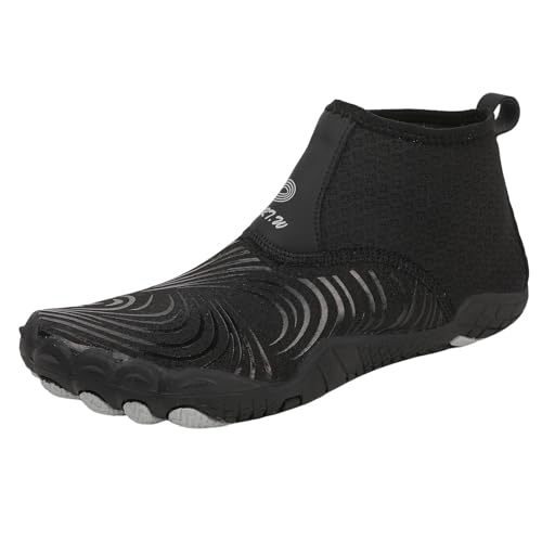 Xbemkste Zapatos de baño para hombre y mujer, zapatos de agua, de secado rápido, para surf, piscina, playa, zapatos descalzos, unisex, Negro , 34 EU