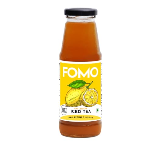 Image of FOMO Lemon Iced Tea 300 ml Pack of 8 | Ready-To-Drink | Zero Refined Sugar | Sweetened with Desi Khand | Freshly Brewed with Real Assam Black Tea | No Preservatives | As Seen on Shark Tank India