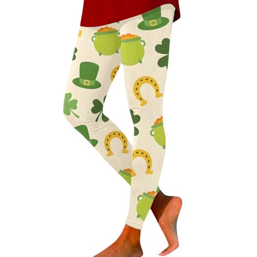 Leggings de San Patricio para mujer con estampado de trébol verde talle alto