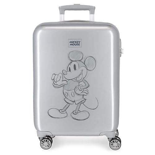 Disney Mickey Maleta de Cabina Gris 37x55x20 cms Rígida ABS Cierre de combinación Lateral 34L 2 kgs 4 Ruedas Dobles Equipaje de Mano
