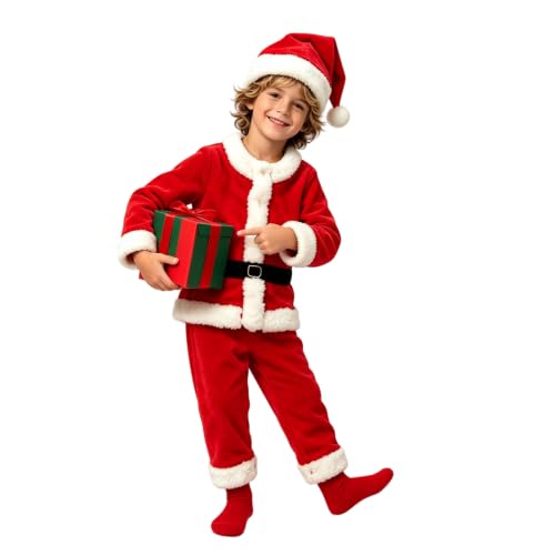 Rkwins Kids Santa Costume Christmas Coats + Long Pants +Xmas Hat 3pcs Sets - image 5