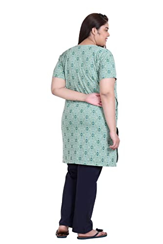 Image of In Love Women's Cotton Plus Size Longline T-Shirt Half Sleeve with Pockets | Cotton fabric - soft longline T-shirt with easy plus-size fit