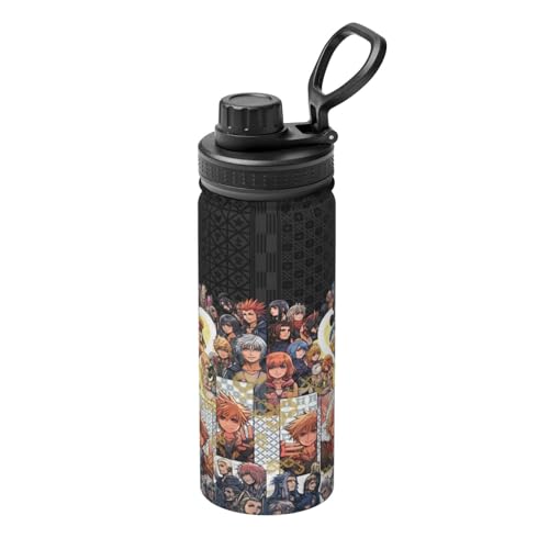 キングダムハーツ 魔法瓶 水筒 スポーツウォーターカップ スポーツボトル 直飲み ステンレス マグ ボトル 大容量 ポータブル こぼれ防止 持ち手付き 真空断熱 持ち運びが簡単 保温保冷 アウトドア 登山 自転車 遠足 男女兼用 18oz