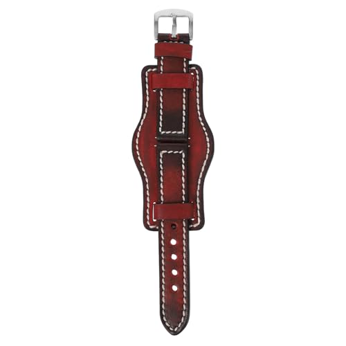 Bracelet montre rouge vintage KOMBIUDA en cuir synthétique au design raffiné