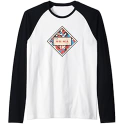 Maletas Malaga Etiqueta para maleta Art Deco de Málaga Camiseta Manga Raglan