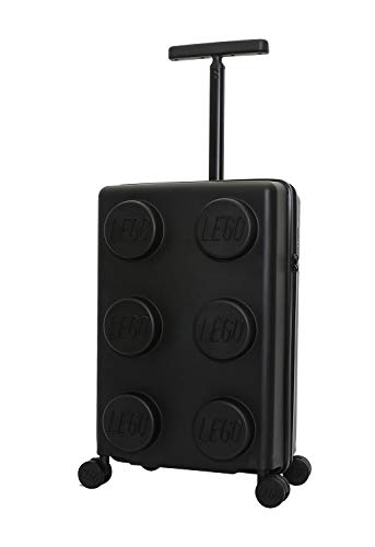 LEGO Bags Signature Brick 2 x 3 Trolley van recyclebare PP kunststof, reistrolley 35 liter volume, kindertrolley met TSA-slot, trolley koffer met 4 dubbele wielen, koffer stapelbaar, zwart