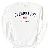 Pi Kappa Phi Sweatshirt - Pi Kapp USA Flag Crewneck Sweatshirt White