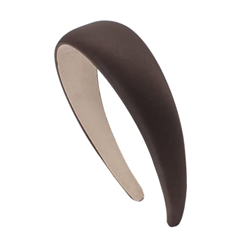 Righe e Pois - cerchietto per capelli senza dentini in raso leggermente bombato - circonferenza 12 cm larghezza 4 cm spessore o,5 cm - cerchietto per capelli elegante morbico e flessibile (Marrone)