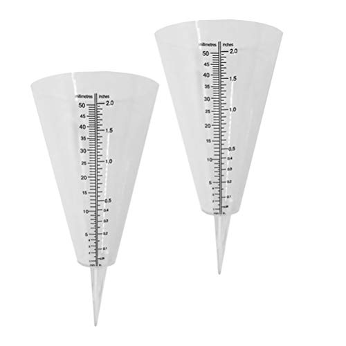 Cabilock 2pcs Transparent Cone Shaped Rain Measuring Cup Rainfall Gauge