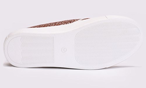 Feversole Women's Fashion Slip-On Sneaker Casual Flat Loafers Rose Gold Size 7.5 M Us #TOP5