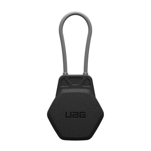 URBAN ARMOR GEAR UAG Designed for AirTag Case - Hard Shell Lock Case AirTag Holder Keychain with Wire Cable for Keys, Luggage & Bags, Anti-Lost Ultra Secure GPS Protective Cover, Civilian Black