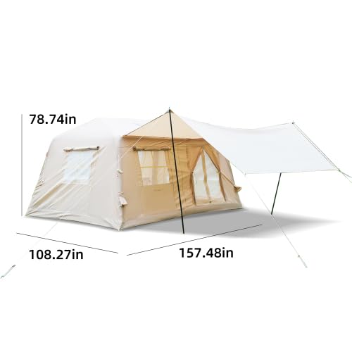 Carpa Inflable para Camping 8 Personas 4 Estaciones Beige miniatura 3