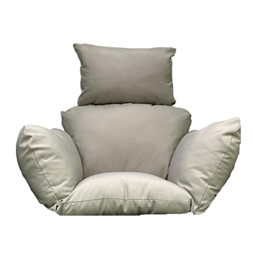 Awoyep Kissen Hängesessel Schaukelstuhl Outdoor: Modern Hängeschaukel Pad Polyester Sitzkissen Weich Wasserdicht Ersatzkissen Garten Polster Auflage mit Kopfstütze für Rattan Hängesessel (Light Gray)