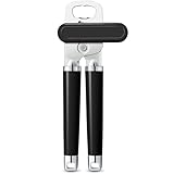 Urbanstrive XL Large Heavy Duty Can Opener Manual Smooth Edge, Hand Held Can Openers for Seniors, Stainless Steel, Comfortable Handle, Built-in Bottle Opener, 8.66 inch (Black)